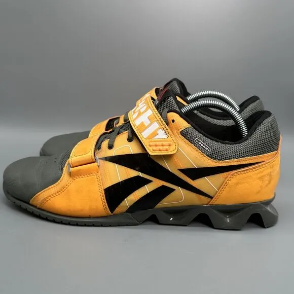 Reebok Crossfit Trainer Men's Size 10.5 Shoe Black Yellow Hook &amp; Loop Sneakers