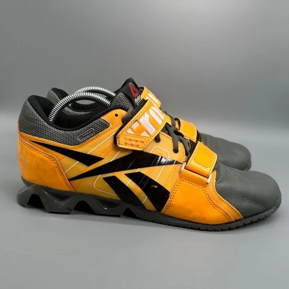 Reebok Crossfit Trainer Men's Size 10.5 Shoe Black Yellow Hook &amp; Loop Sneakers