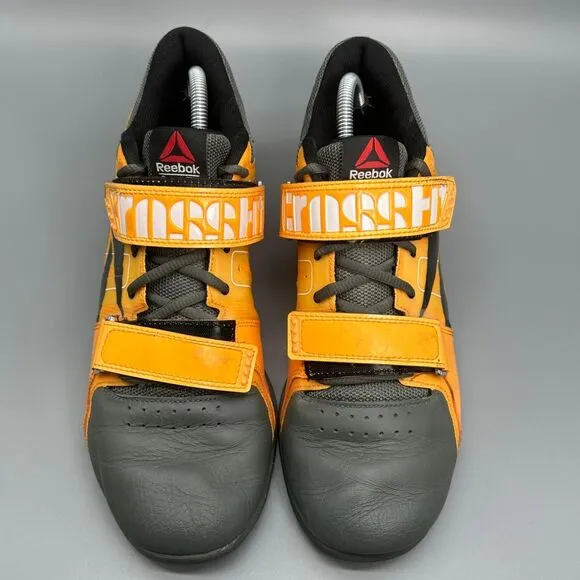 Reebok Crossfit Trainer Men's Size 10.5 Shoe Black Yellow Hook &amp; Loop Sneakers