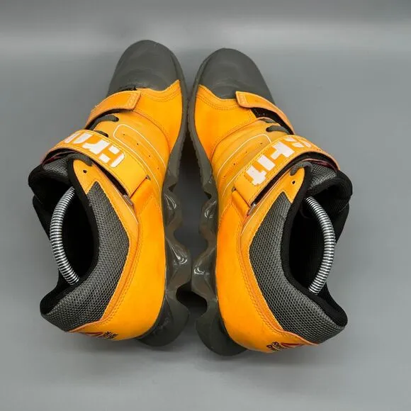 Reebok Crossfit Trainer Men's Size 10.5 Shoe Black Yellow Hook &amp; Loop Sneakers