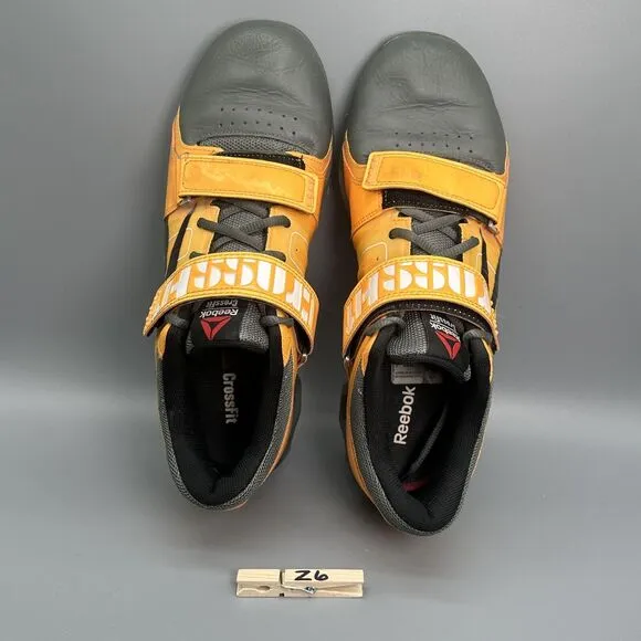 Reebok Crossfit Trainer Men's Size 10.5 Shoe Black Yellow Hook &amp; Loop Sneakers