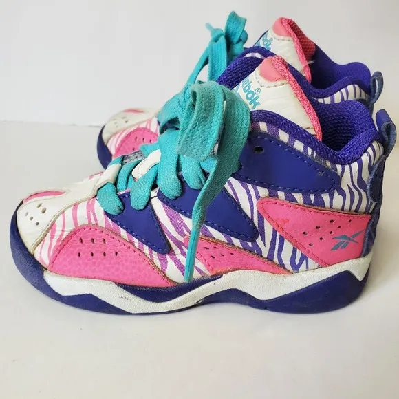 REEBOK KAMIKAZE MID ALL-STAR PINK PURPLE BLUE toddler  SIZE 7 BASKETBALL SHOES