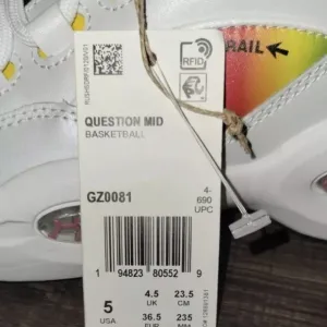 Reebok Kids Question Mid Basketball Shoes - White and Red