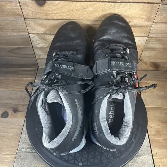 Reebok Mens Size 9.5 CrossFit Lifter U-Form Black Red Weightlifting Shoes