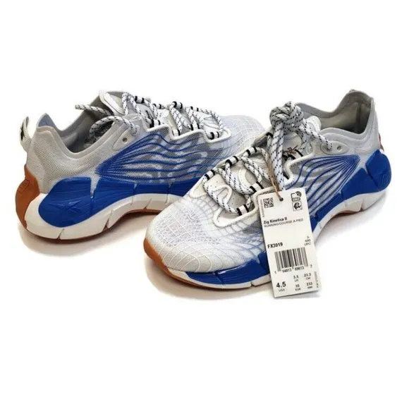 Reebok Zig Kinetica II Running Shoes Mens Size 4.5 Womens 6 FX3019 White Blue