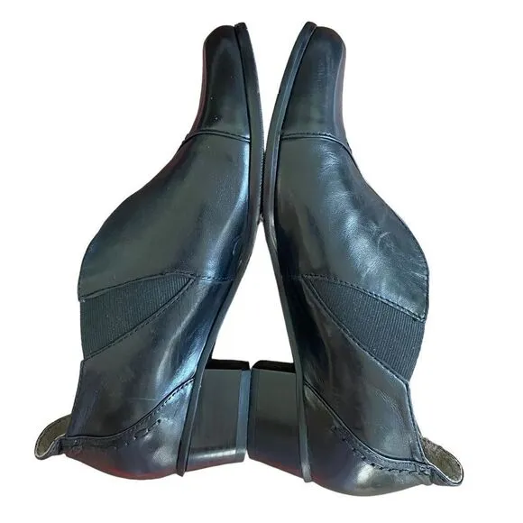 Regarde Le Ciel Black Leather Ankle Booties Shoes Size 36