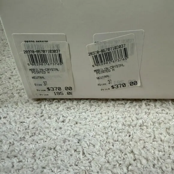 Reiss Marilyn Crystal Pointed Toe Heels Neutral Sz 37 US 7 New Defect Silver
