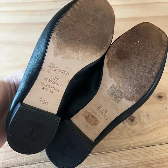 Repetto Daren Squared Toe Loafers in Black Leather size 36.5