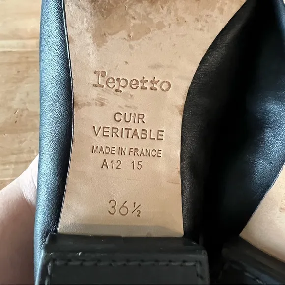 Repetto Daren Squared Toe Loafers in Black Leather size 36.5
