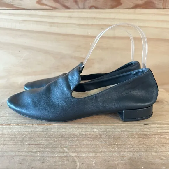 Repetto Daren Squared Toe Loafers in Black Leather size 36.5
