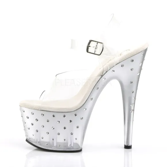 Rhinestone Platform Clear High Heel Shoes