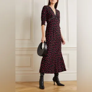 RIXO GEMMA Rose Print Maxi Dress