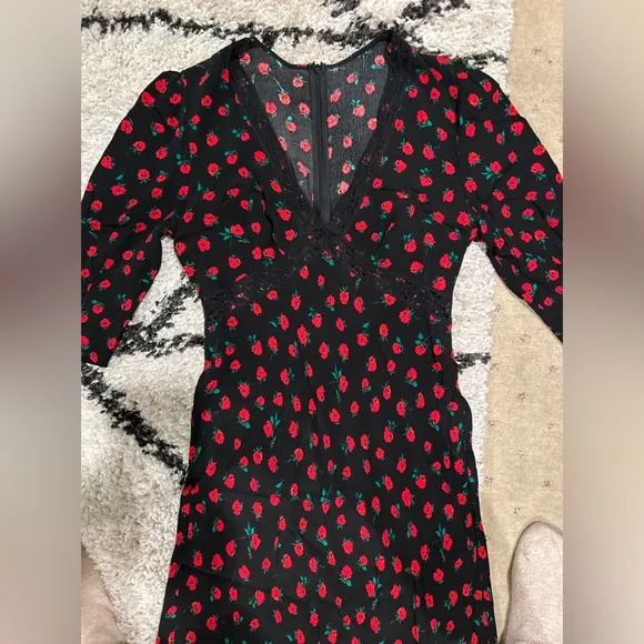 RIXO GEMMA Rose Print Maxi Dress
