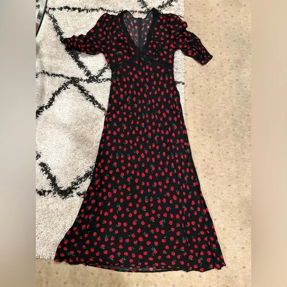 RIXO GEMMA Rose Print Maxi Dress
