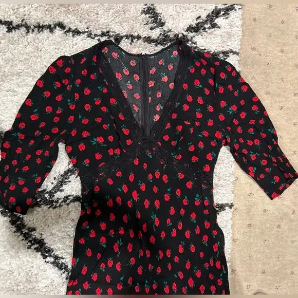 RIXO GEMMA Rose Print Maxi Dress
