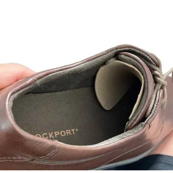 ROCKPORT MEN'S CHOCOLATE BROWN MARGIN STYLE K-7225 DERBY DRESS SHOES SZ 9 NWOT