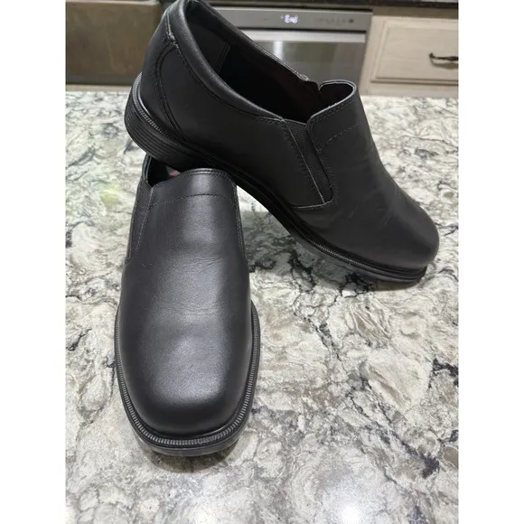 Rockport Shoes Mens Size 12 M Soft Toe Ontario Work Black Leather Slip-Resistant