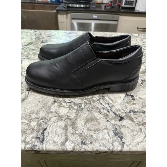Rockport Shoes Mens Size 12 M Soft Toe Ontario Work Black Leather Slip-Resistant