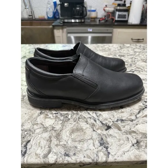 Rockport Shoes Mens Size 12 M Soft Toe Ontario Work Black Leather Slip-Resistant