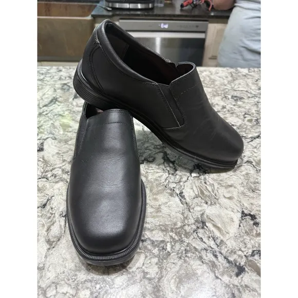 Rockport Shoes Mens Size 12 M Soft Toe Ontario Work Black Leather Slip-Resistant