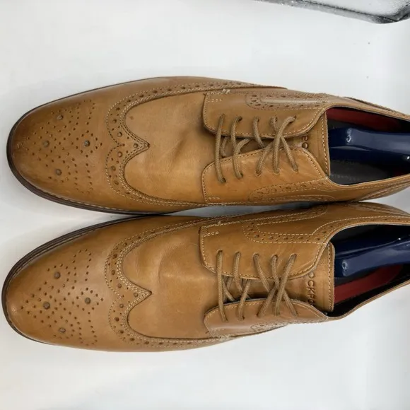 Rockport Walkability Oxford Shoes 13 Wingtip Brown Tan Leather Lite Comfortable