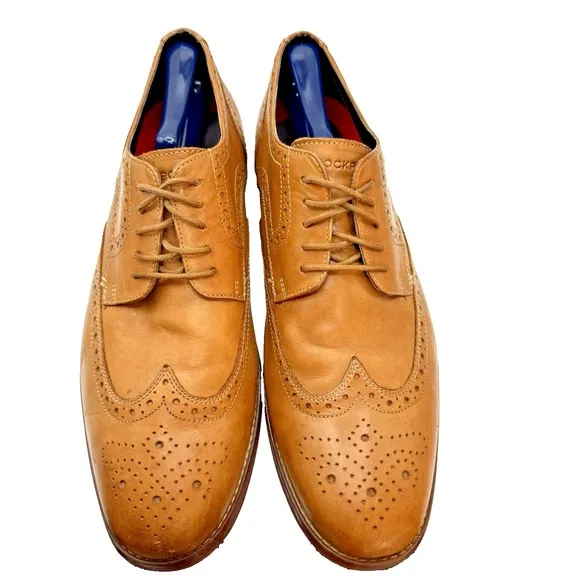 Rockport Walkability Oxford Shoes 13 Wingtip Brown Tan Leather Lite Comfortable