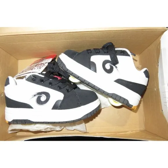 Roller Boltz White &amp; Black Lace Up Sneaker Skates Wheel Bottom Shoes Toddler 13