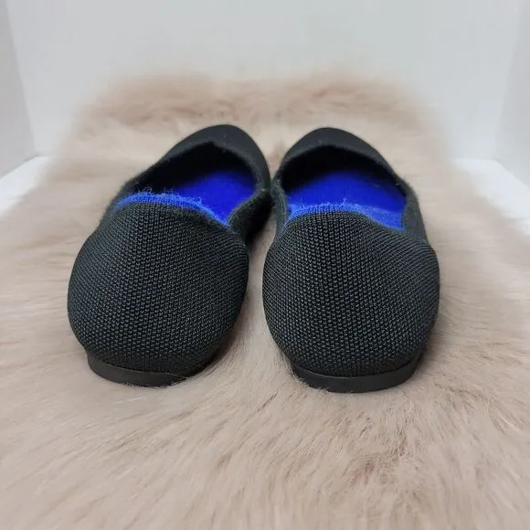 Rothy's Black Round Toe Ballet Flat Classic Blue Halo Womens Shoes Size 7.5
