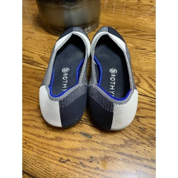 ROTHY’S Captoe Round Toe Flat Black Charcoal And White Size 10.5