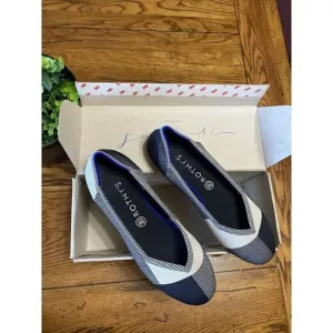 ROTHY’S Captoe Round Toe Flat Black Charcoal And White Size 10.5
