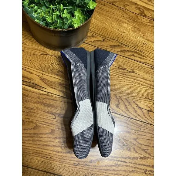 ROTHY’S Captoe Round Toe Flat Black Charcoal And White Size 10.5