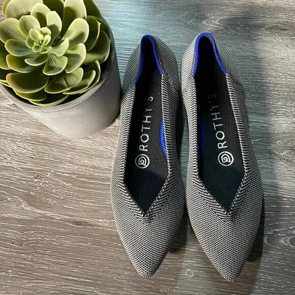 Rothys pthe point size 9.5  gray woman’s flat shoes