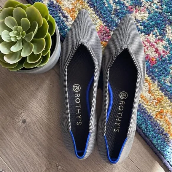 Rothys pthe point size 9.5  gray woman’s flat shoes