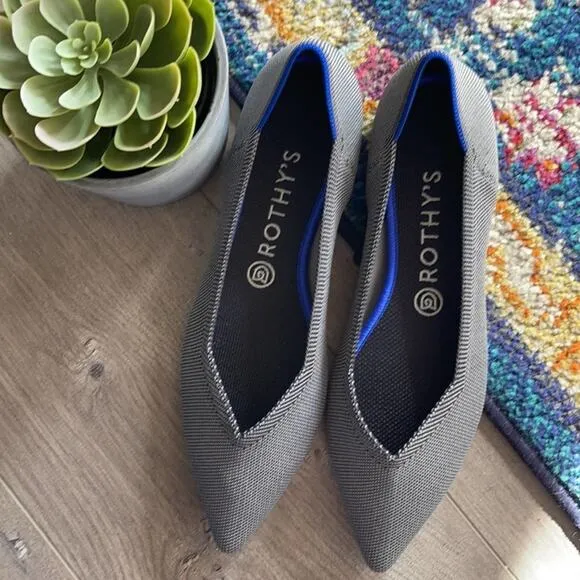 Rothys pthe point size 9.5  gray woman’s flat shoes
