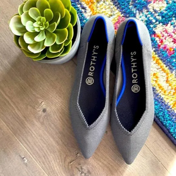 Rothys pthe point size 9.5  gray woman’s flat shoes