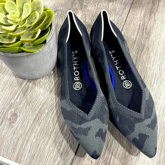 Rothys retired camouflage gray size 7 pointed f…
