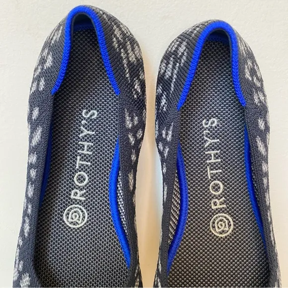 ROTHY’S Round Toe Flat in Charcoal Kitten Black/Gray Sz 7.5