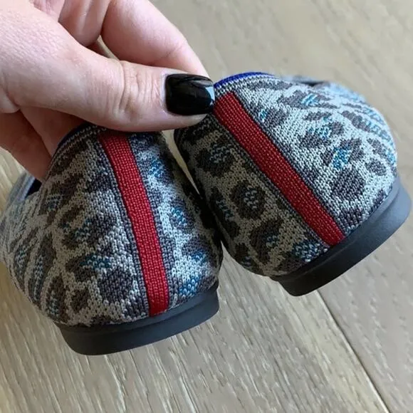 Rothy’s round toe size 6.5 gray blue spotted leopard print woman’s flat s…