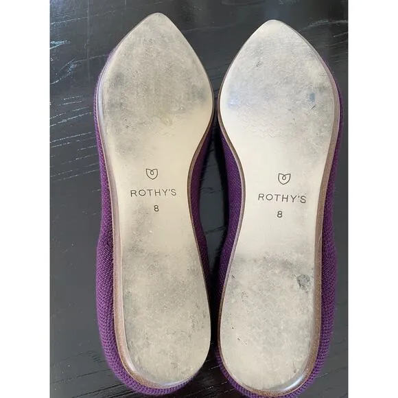 Rothy's Shoes Ballet Flats Loafers Pointed Toe Slip On Aubergine