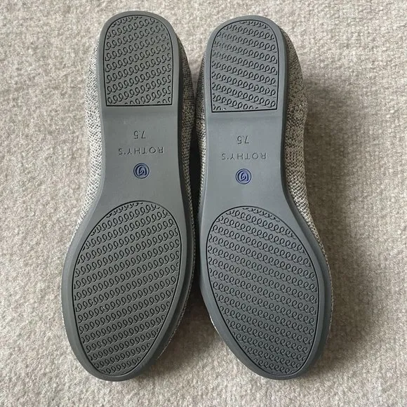 Rothy’s Shoes Womens Size 7.5 The Flat Taupe Heather Grey Casual Knit Flats
