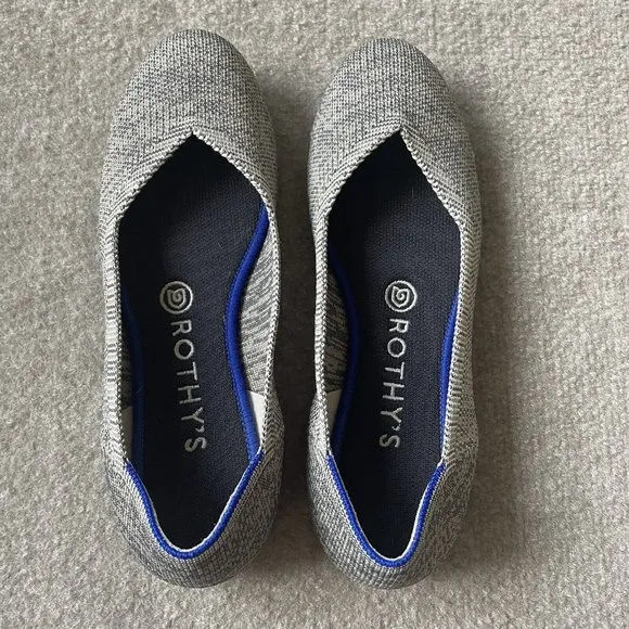 Rothy’s Shoes Womens Size 7.5 The Flat Taupe Heather Grey Casual Knit Flats