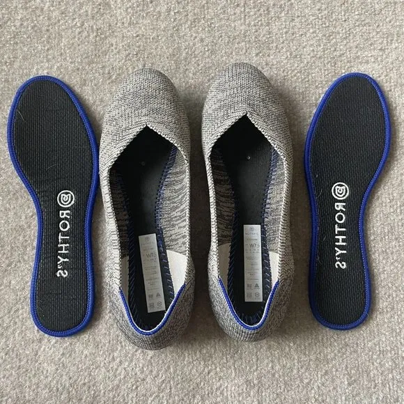 Rothy’s Shoes Womens Size 7.5 The Flat Taupe Heather Grey Casual Knit Flats