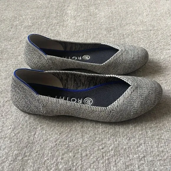 Rothy’s Shoes Womens Size 7.5 The Flat Taupe Heather Grey Casual Knit Flats