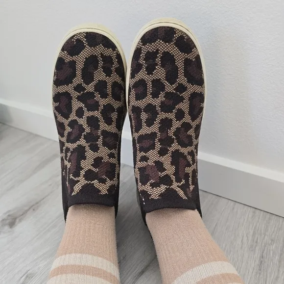 Rothy's | The Chelsea 'WildCat' leopard print brown casual sneakers | WMS 8.5