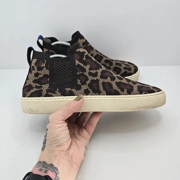 Rothy's | The Chelsea 'WildCat' leopard print brown casual sneakers | WMS 8.5