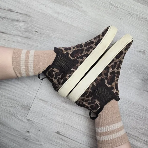 Rothy's | The Chelsea 'WildCat' leopard print brown casual sneakers | WMS 8.5
