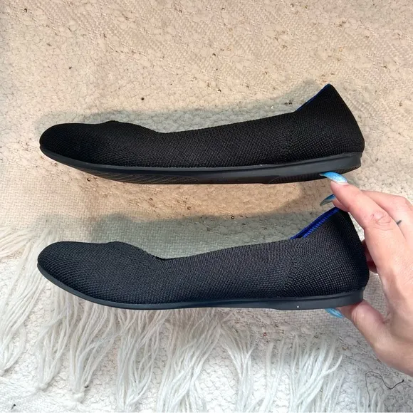 Rothy’s The Flat Black Fabric Round Toe Slip On Flat Shoes 6.5