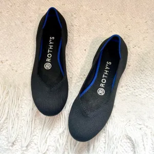 Rothy’s The Flat Black Fabric Round Toe Slip On Flat Shoes 6.5