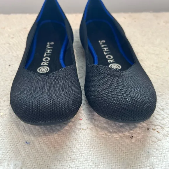 Rothy’s The Flat Black Fabric Round Toe Slip On Flat Shoes 6.5