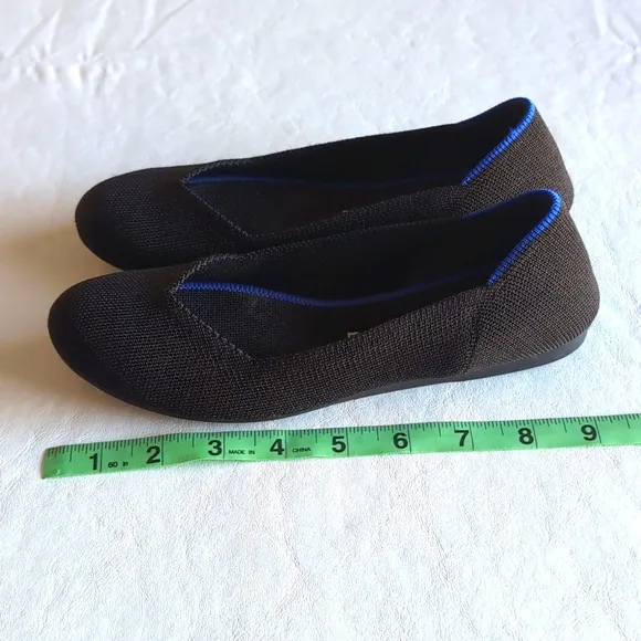 Rothy’s The Flat Black Solid Round Toe Knit Shoes Women's Size 10.5